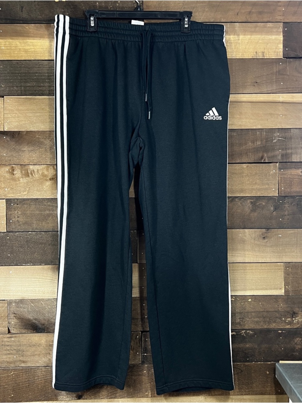 Adidas Pants Mens 2XL Black Fleece Lined 3 Stripes Sweatpants Warm Athletic